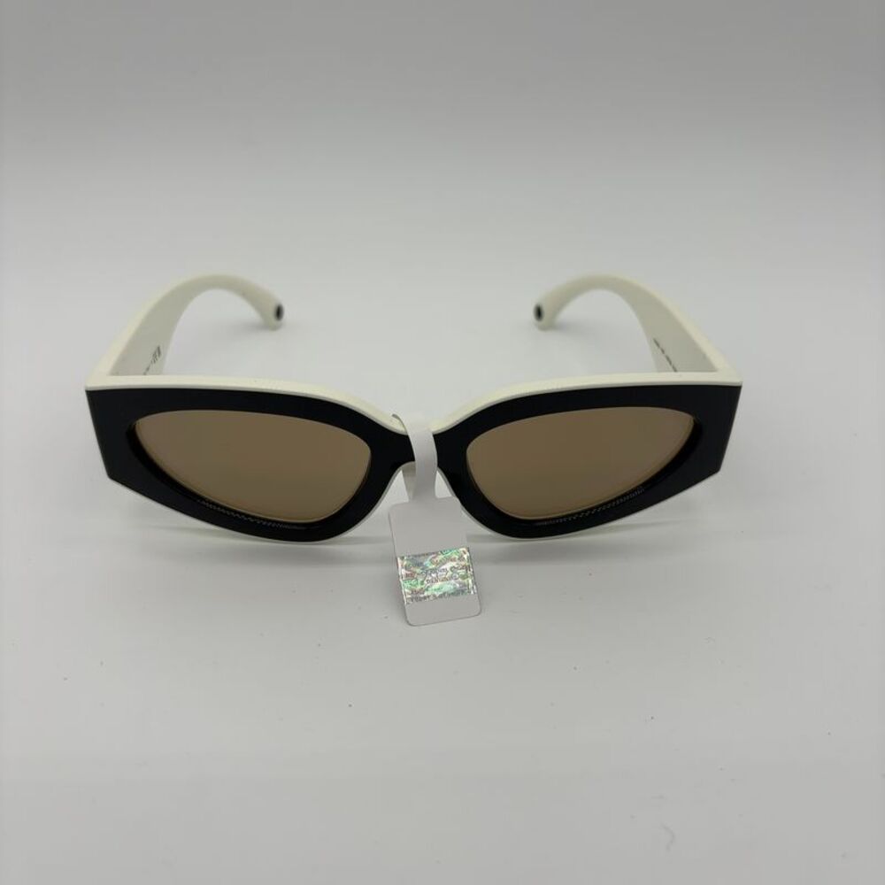 CHANEL Sunglasses Cat Eye Black White